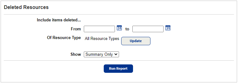 Deleted Resources report.